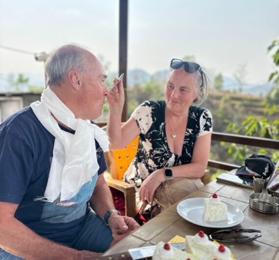 Beautiful couple celebrating birthday